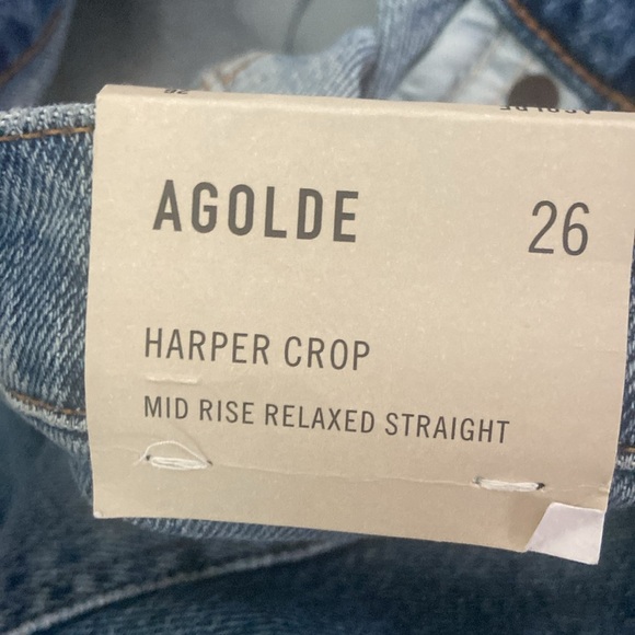 AGOLDE Harper Crop Jean Mid Rise Relaxed Straight Moor Sz 26 NEW Tuckernuck - Picture 4 of 5